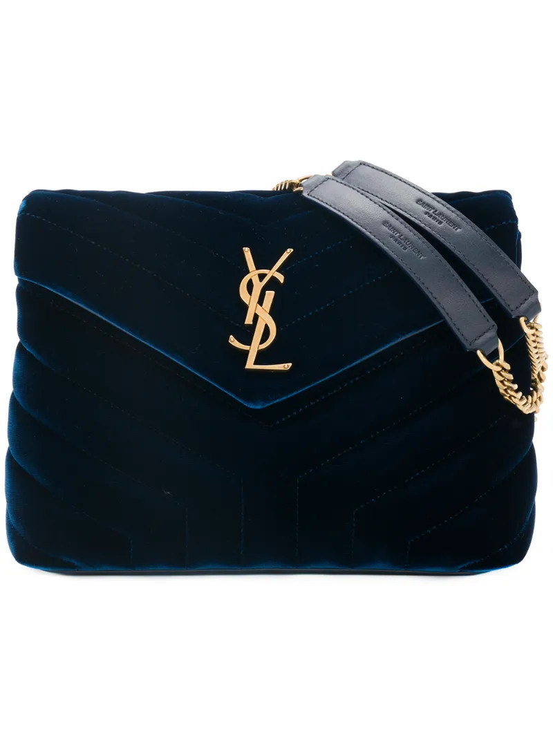 Saint Laurent - small Blue Loulou monogram velvet bag - women - Viscose - One Size, Viscose | FarFetch US
