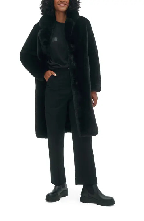 Noize Savannah Faux Fur Longline Coat in Black at Nordstrom, Size Small | Nordstrom