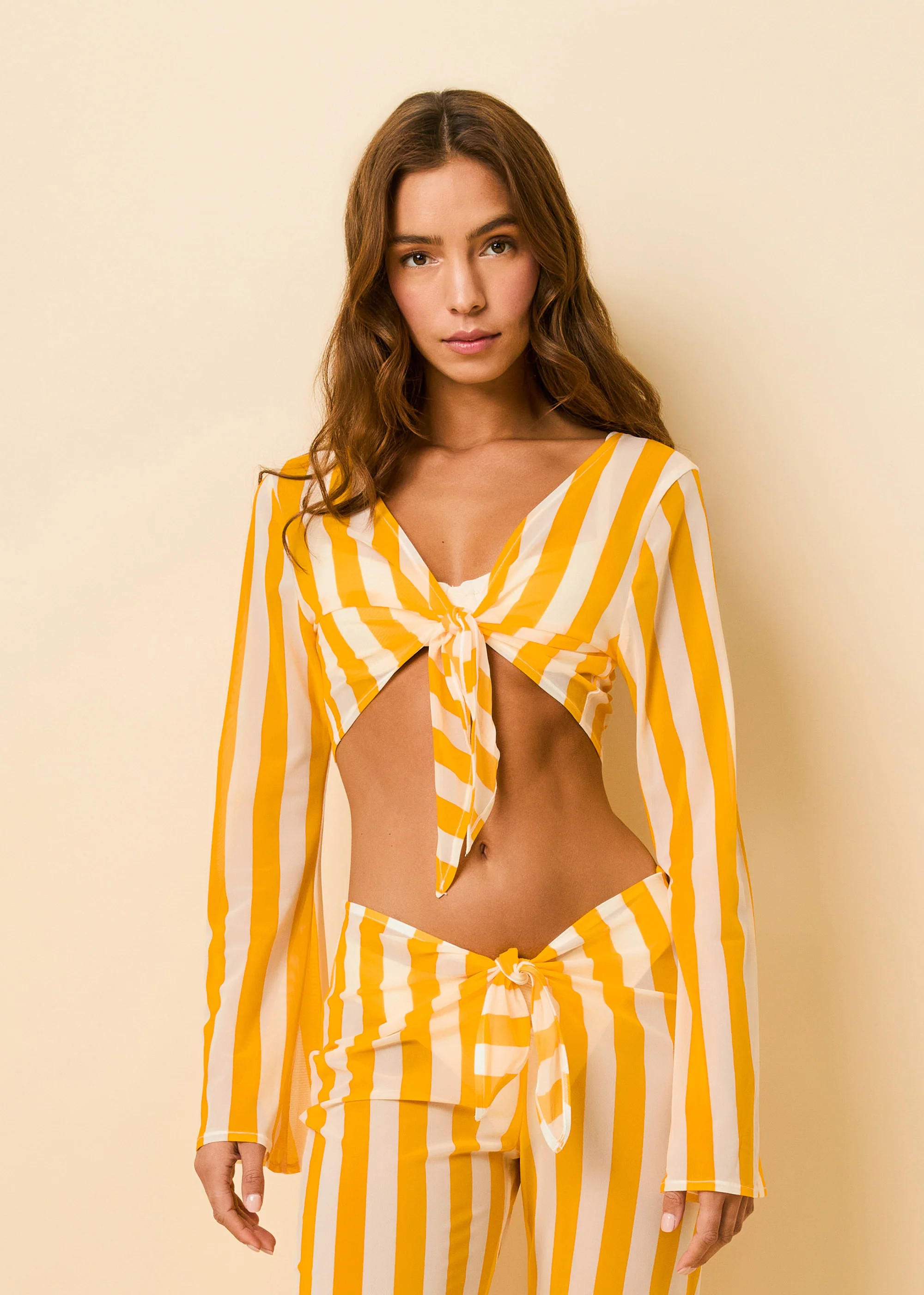 Dolly Tie Top Mesh Pineapple / Brule Stripe | Solid & Striped