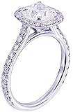 14K White Gold Cushion Cut Diamond Engagement Ring Halo Art Deco prong 2.00ctw | Amazon (US)
