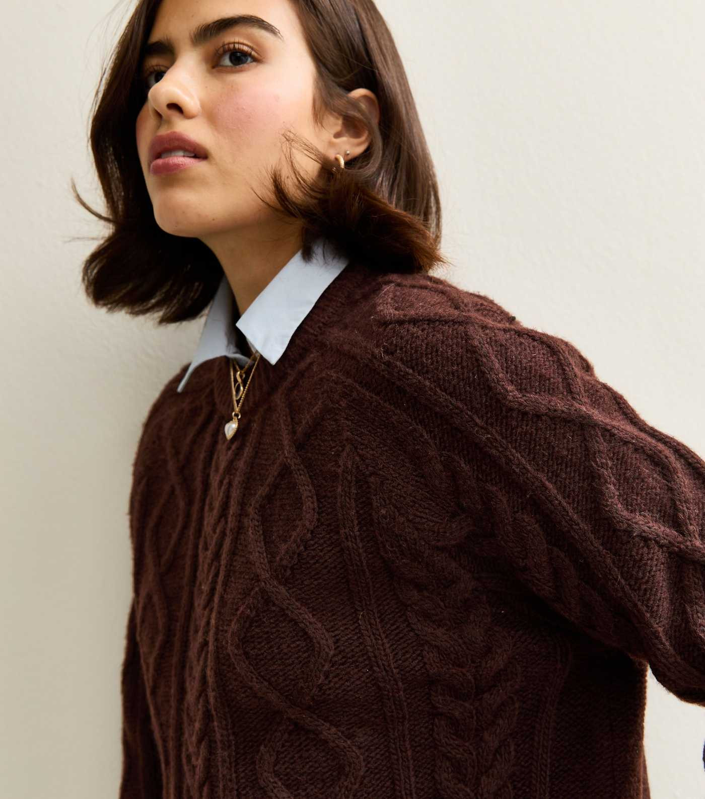 Brown Cable Knit Raglan Sleeve Jumper | New Look | New Look (UK)