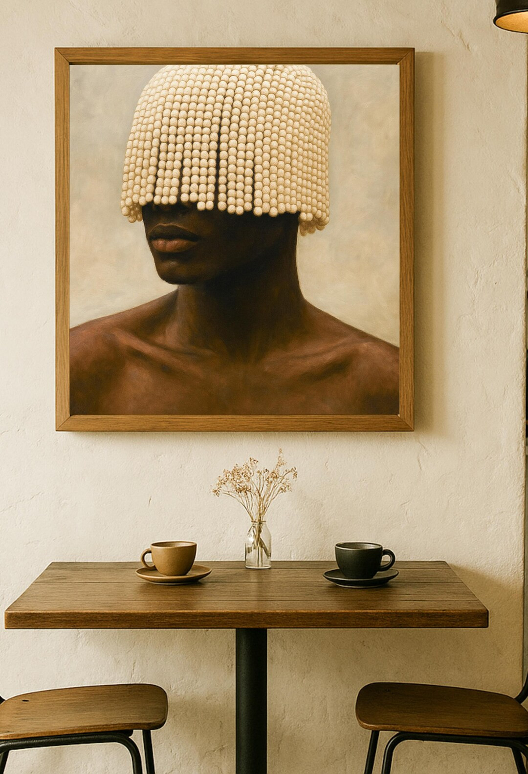 Beaded Headpiece Digital Download Printable Male Fashion Portrait Black Interior Design Wall Art ... | Etsy (US)