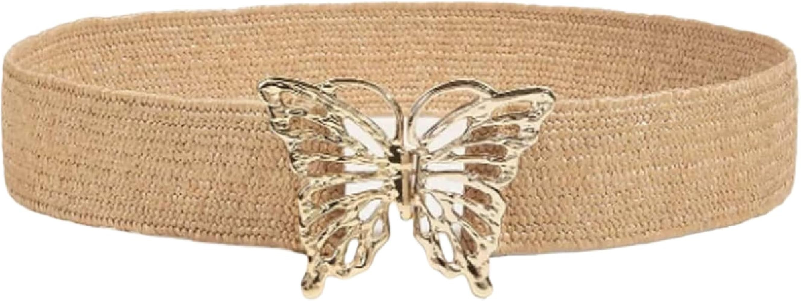 HUSSATOP Women’s Elastic Waist Belts Vintage Metal Butterfly Retro Clasp Cinch Buckle Dress Bel... | Amazon (US)