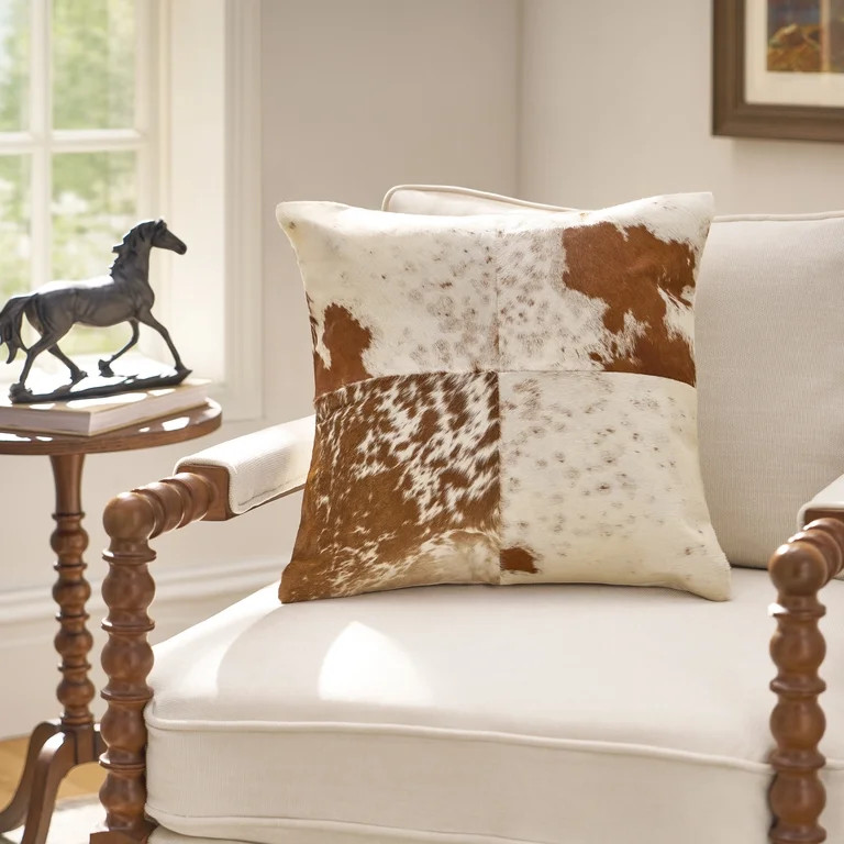 The Pioneer Woman Patchwork Cowhide Decorative Pillow, 18 x 18, Multicolor | Walmart (US)