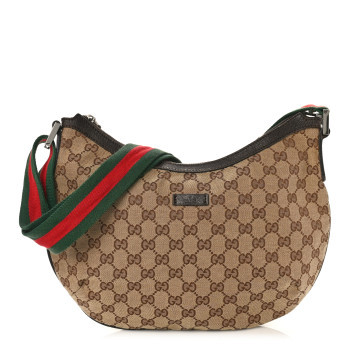 Monogram Web Medium Half Moon Hobo Dark Brown | FASHIONPHILE (US)