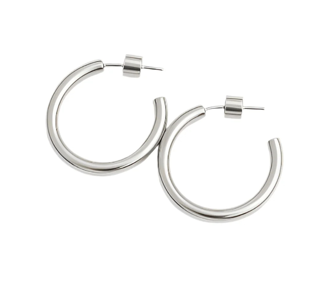 Brielle Chunky Silver 40mm Hoop Earrings | ALAIS BRANCHE'