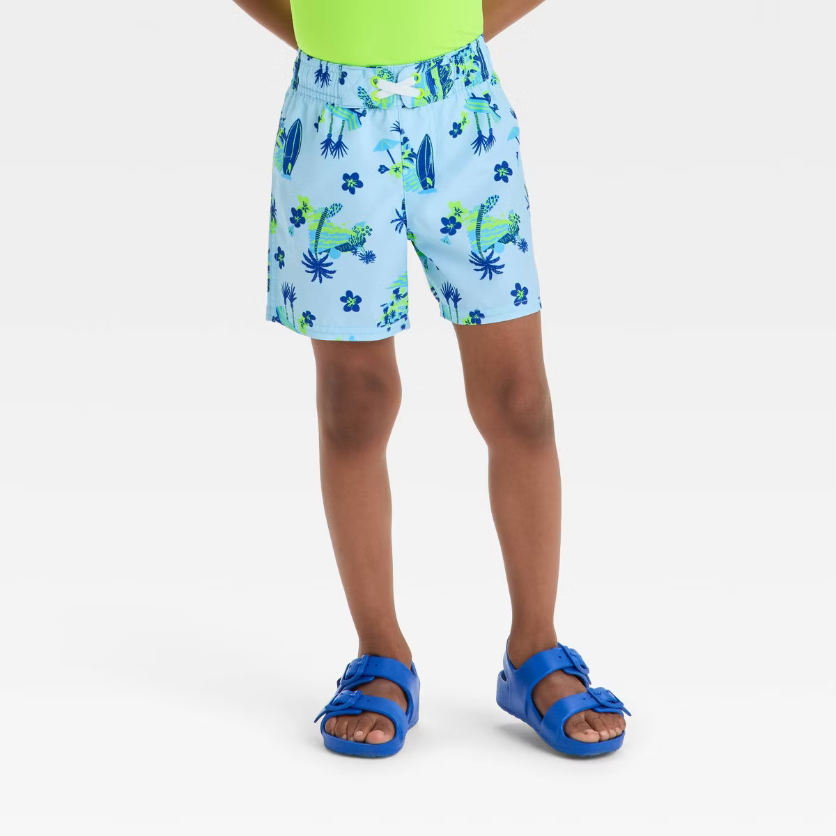 Toddler Boys' Beach Scenic Printed Swim Board Shorts - Cat & Jack™ Light Blue | Target
