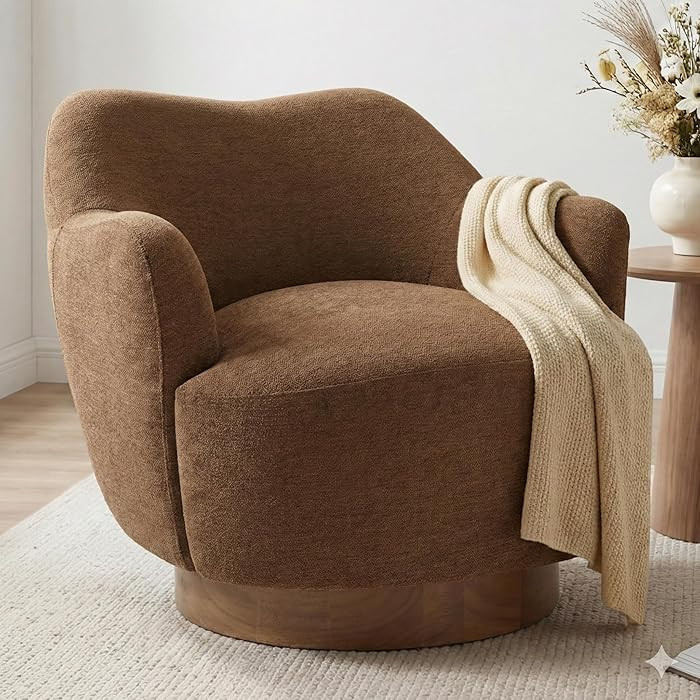 Swivel Accent Chair,Upholstered Barrel Chair with Curves Camel Back Design,Modern Arm Chair with ... | Amazon (US)