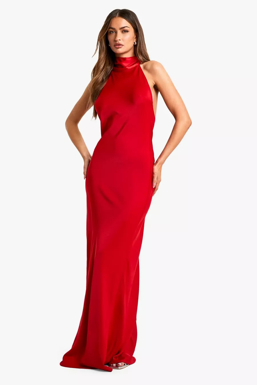 Satin Halter Maxi Dress | boohoo (US & Canada)