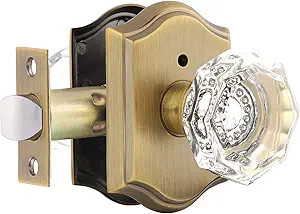 Gobrico Transparent Glass Door Knobset Interior,Privacy Diamond Crystal Door Lockset in Antique B... | Amazon (US)