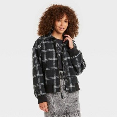 Women's Plaid Knit Bomber Jacket - Universal Thread™ | Target