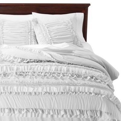 Belle Ruffle Comforter Set (King) White 4pc - Lush Décor | Target