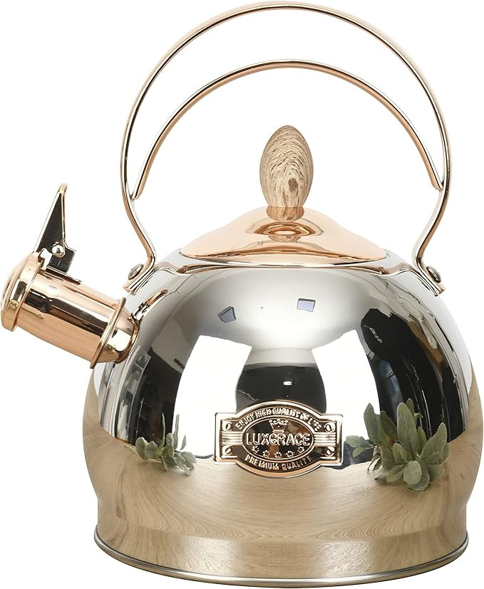 Teapot for Stove Top 2.6 Quart Whistling Tea Kettle-Surgical Stainless Steel Teakettle Teapot wit... | Amazon (US)