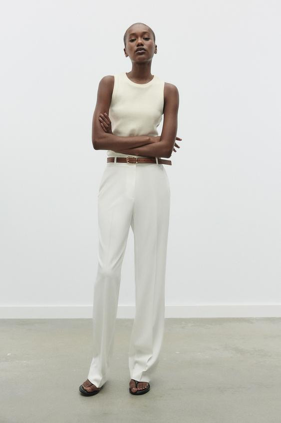 STRAIGHT FIT TROUSERS WITH BELT | Zara UK