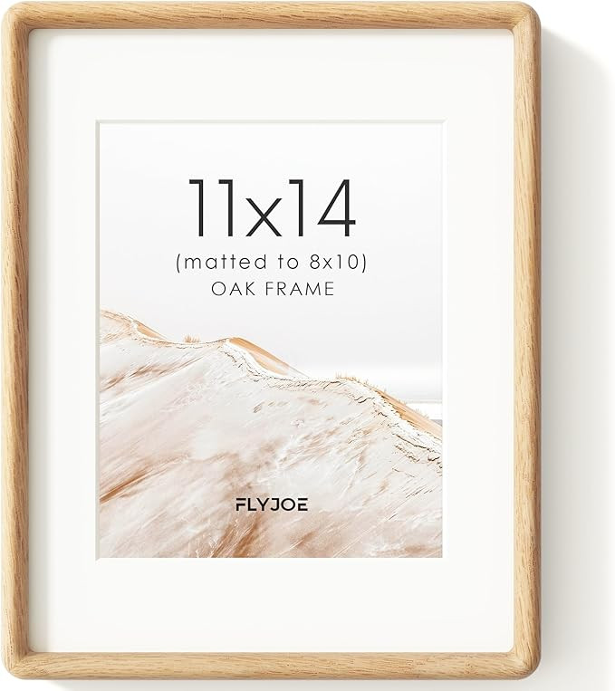 FLYJOE 11x14 Picture Frame, Natural Solid OAK Wood Photo Frame with HD Tempered Glass, Rounded Co... | Amazon (US)