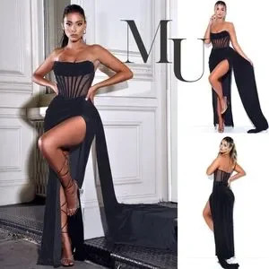 ?Priya Black Draping Corset High Slit Velvet Gown | Poshmark