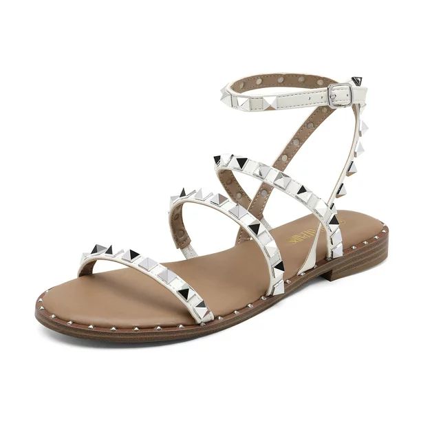 Dream Pairs Women's Gladiator Cute Summer Flat Sandals WHITE DFS211 size 10 - Walmart.com | Walmart (US)