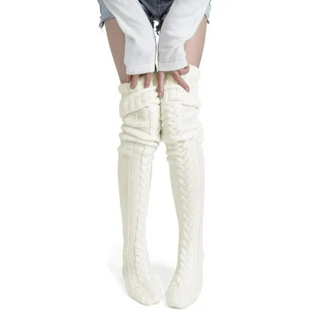 Women s Thigh High Socks Over the Knee Cable Knit Boot Socks Long Warm Fashion Leg Warmers Winter | Walmart (US)