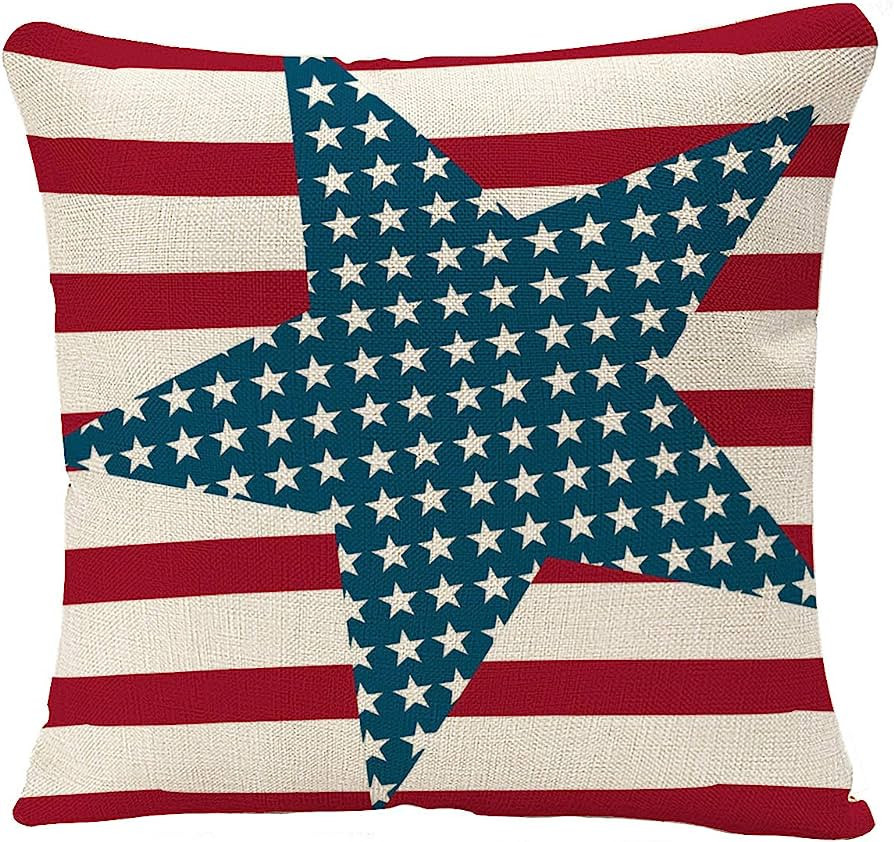 YGGQF Throw Pillow Cover 4th July Vintage American Flag Patriotic Ornate Amenrican Flag Throw Pil... | Amazon (US)