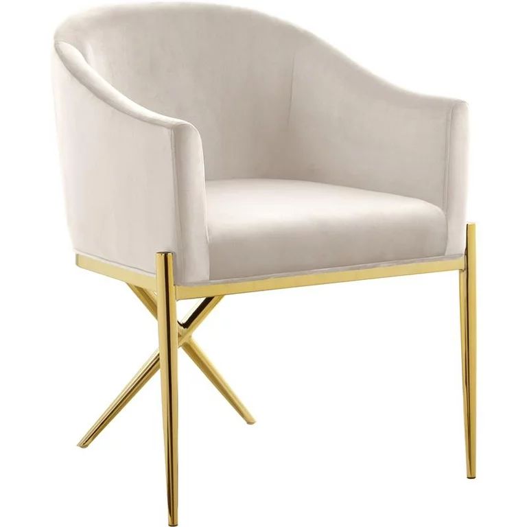 Home Square 2 Piece Velvet Dining Chair Set with Gold Metal Base in Cream | Walmart (US)