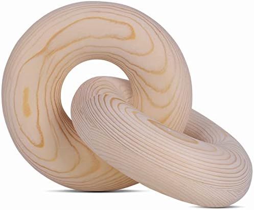 HMASYO Wood Knot Decor, Large 2-Link Wood Chain Link Decorative Object Hand Carved Pine Wood Knot Bo | Amazon (US)