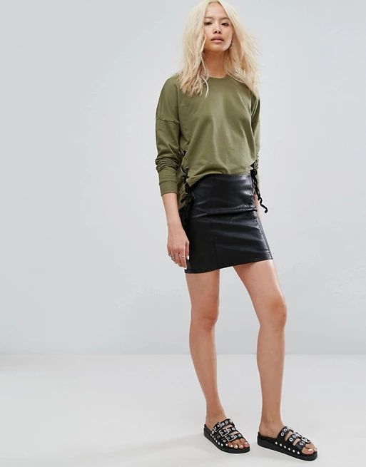 Noisy May Leather Look Skirt | ASOS UK