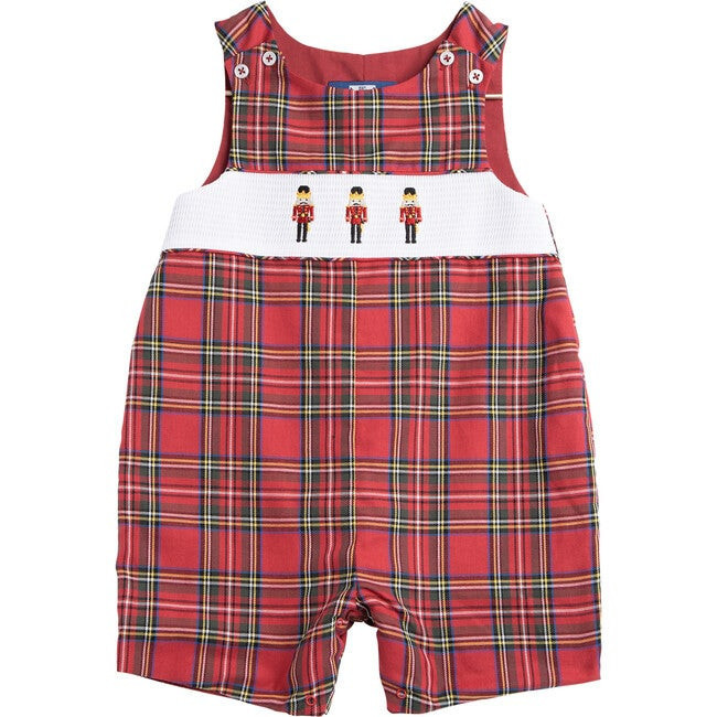 Little Archie Nutcraker Smocked Romper, Red Tartan | Maisonette