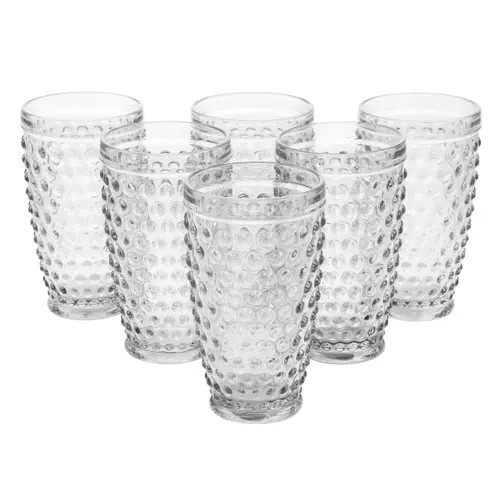MARTHA STEWART 6 Piece Hobnail Handmade Glass Tumbler Set in Clear at Nordstrom | Nordstrom