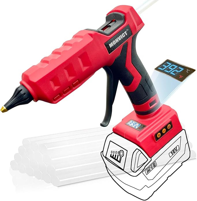 MONVICT 100W Cordless Glue Gun for Milwaukee 18V Battery, Upgraded Digital Temperature Adjustable... | Amazon (US)