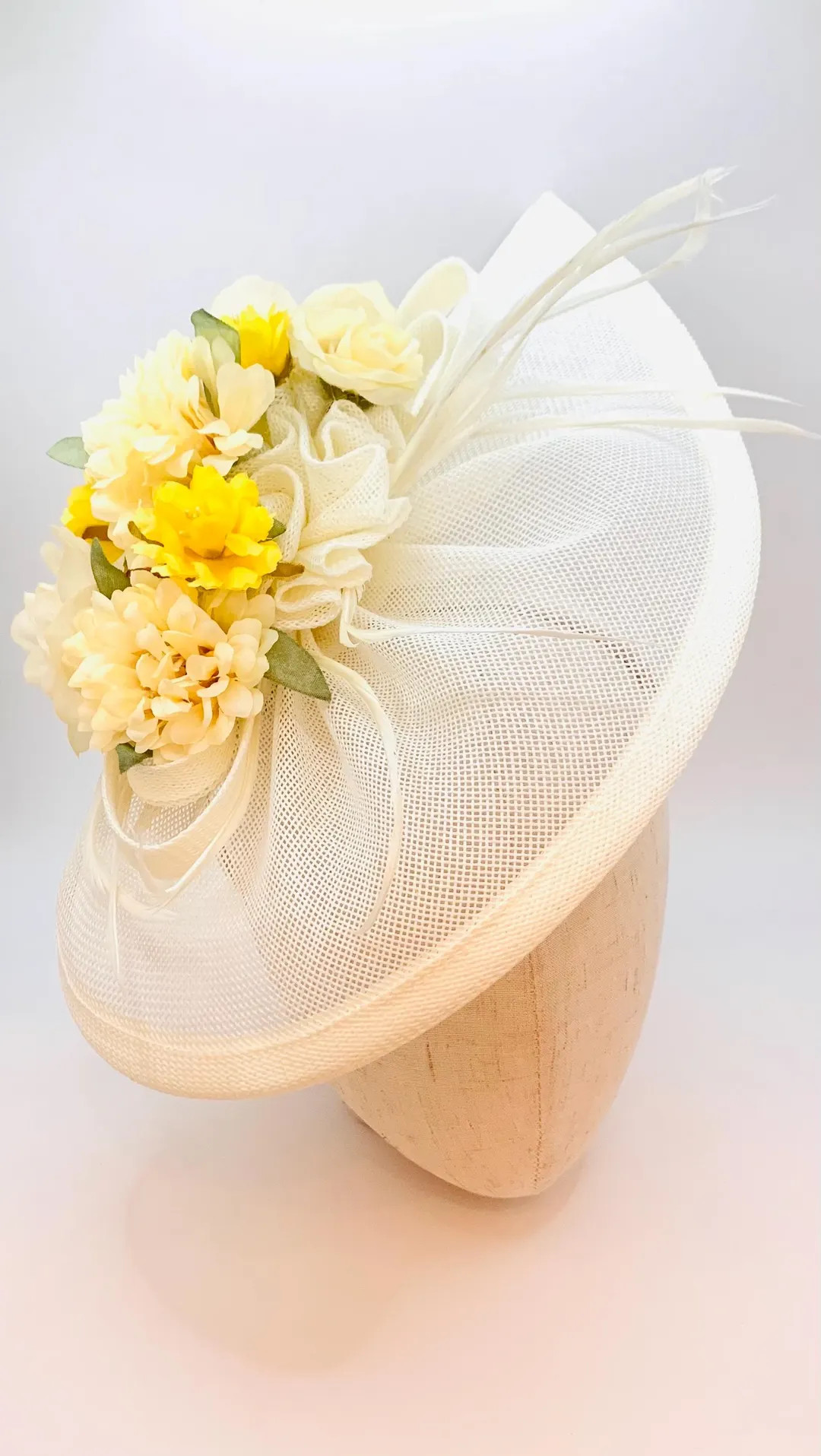 Butter Cream & Yellow Floral Wedding Fascinator Derby Ascot Race Day Hat - Etsy | Etsy (US)