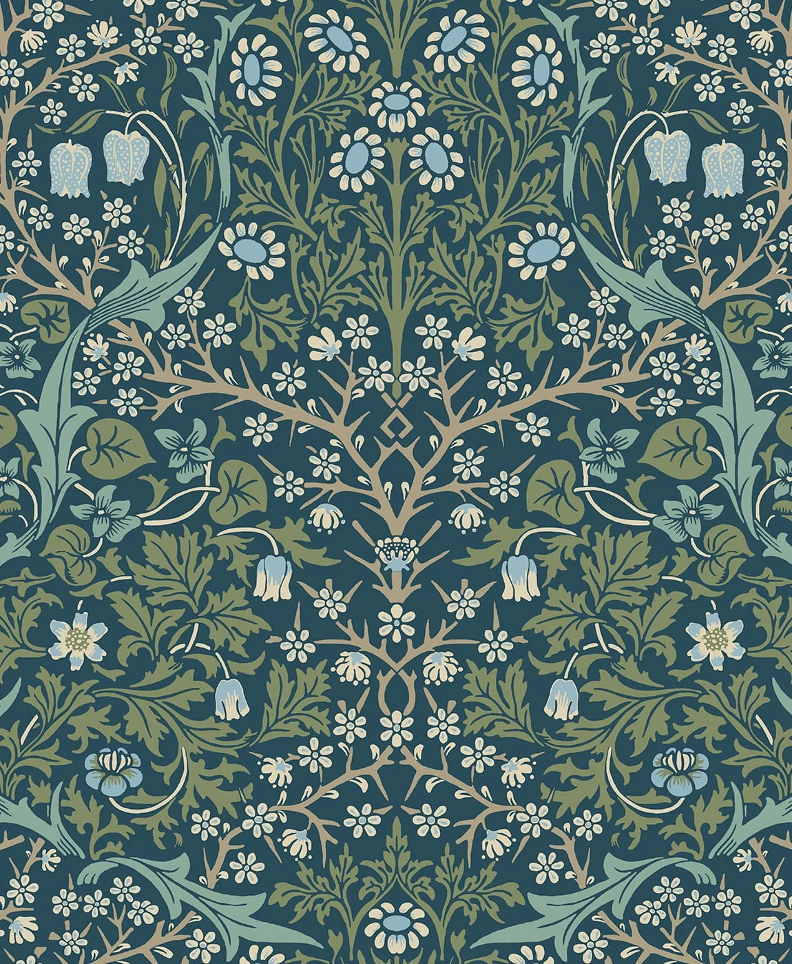 NextWall Prussian Blue & Moss Green Victorian Garden Peel and Stick Wallpaper | Walmart (US)