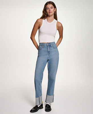 DKNY Jeans Women's High-Rise Classic Cuffed Straight-Leg Jeans - Macy's | Macy's