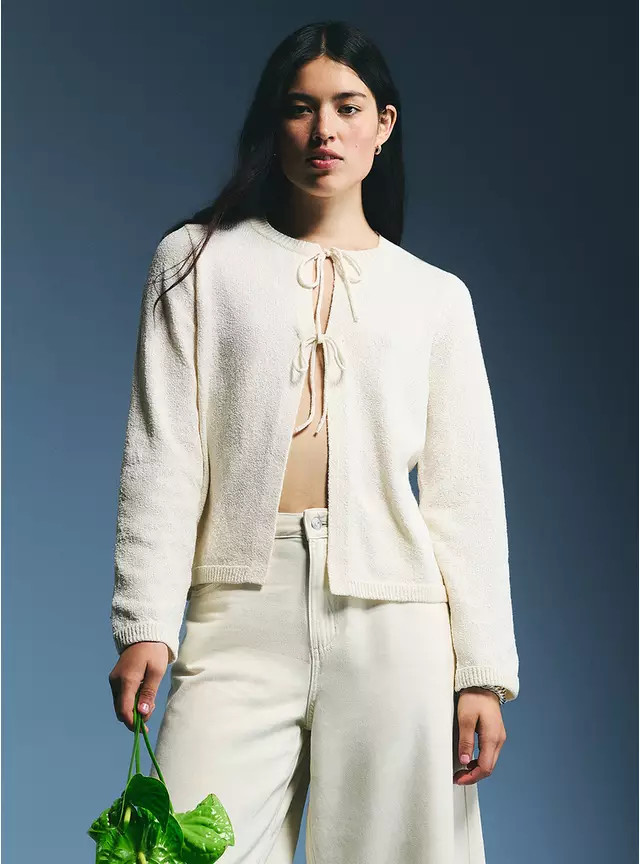 Cream Tie-Front Boucle Cardigan 10 | Tu Clothing