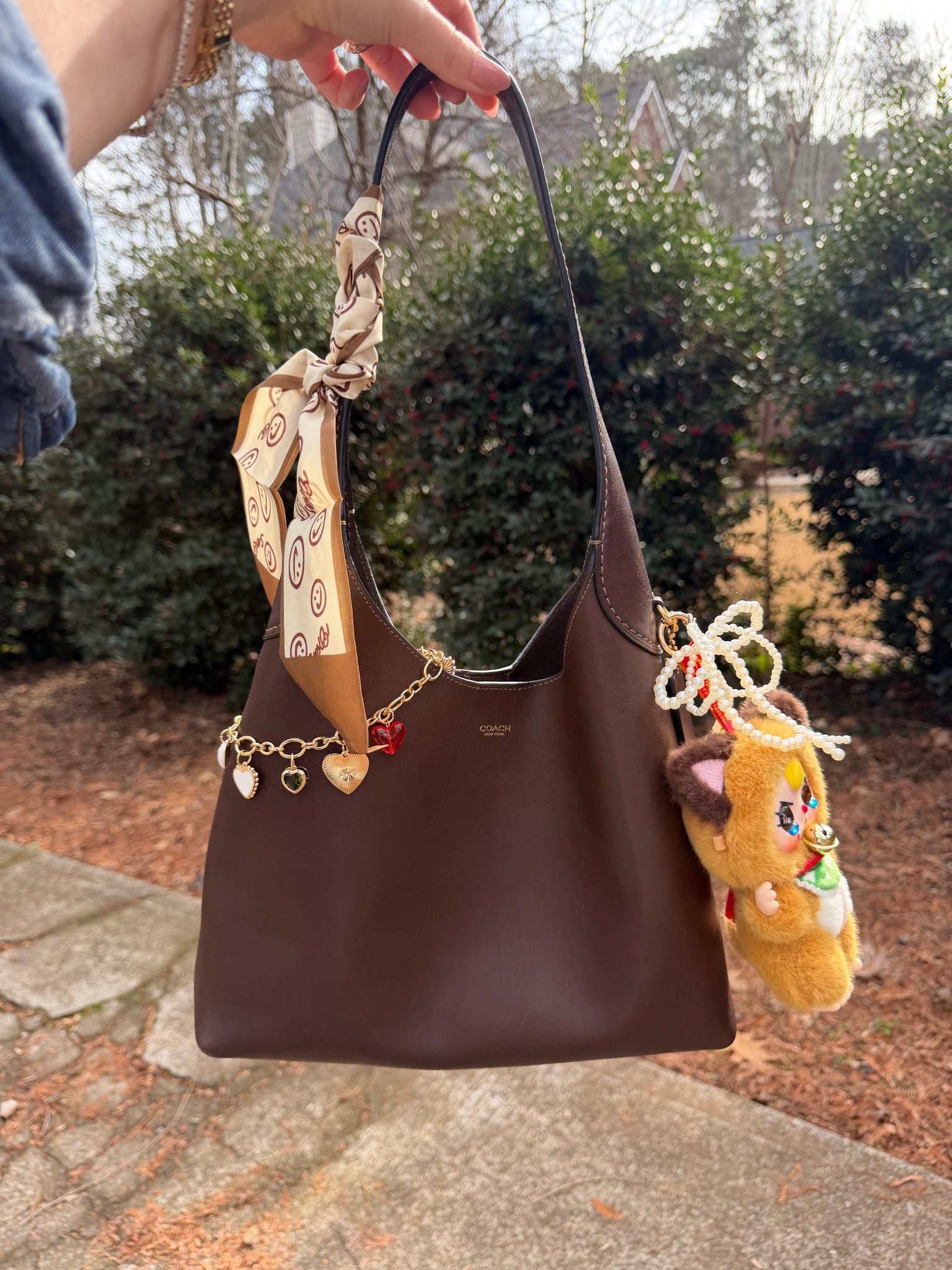 Bag of the day ❤️ Coach Brooklyn 28
Baby three billionaire lucky cat blind box charm
Pearl bow charm
Amazon Twilly scarf pack
Heart purse chain charm 