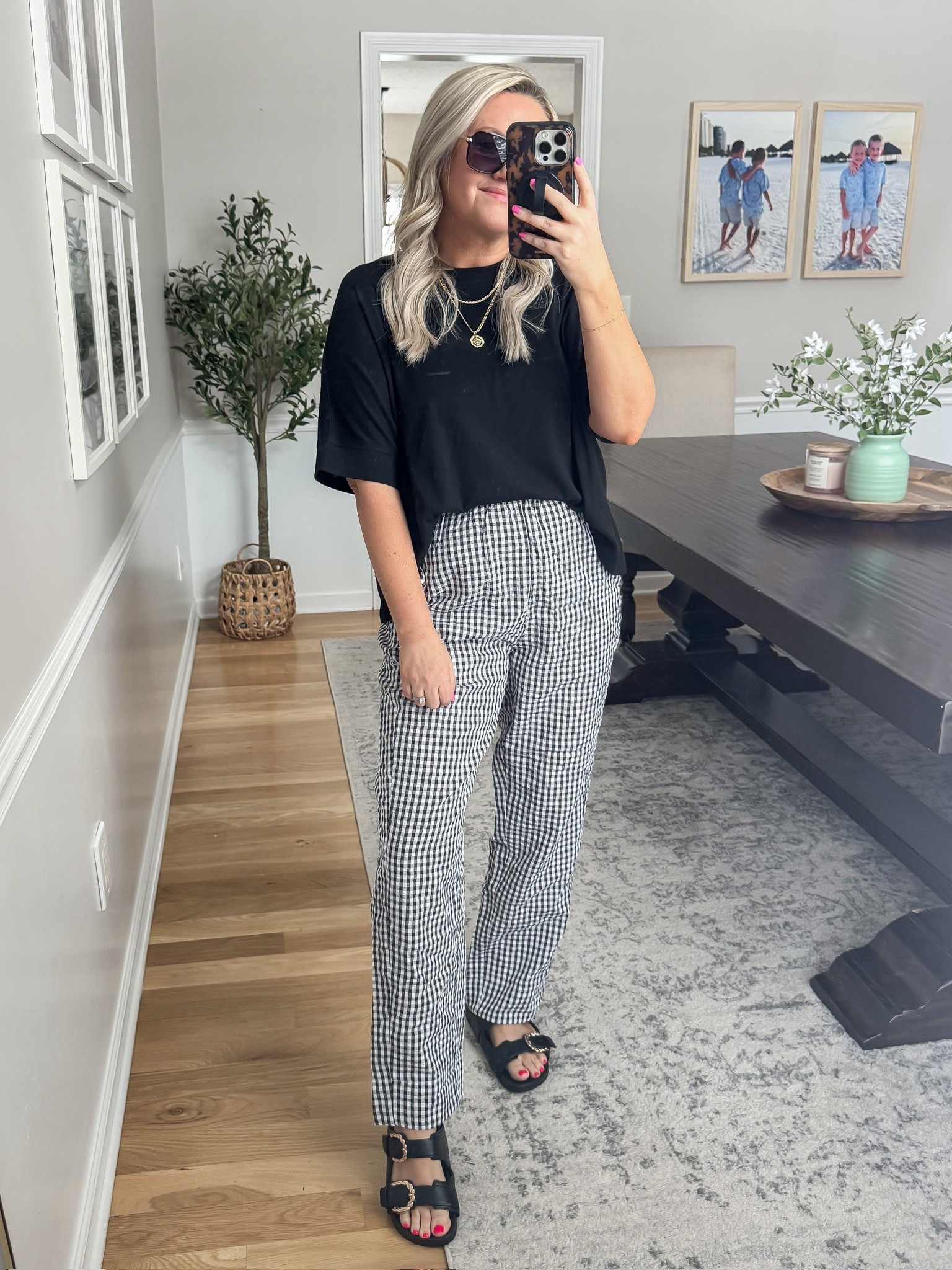 This black tee and gingham trouser combo is such an easy look for everyday. It’s comfortable but still looks put together for a simple, chic outfit you can wear anywhere! Perfect for casual days, errands, or a spring outfit.

Wearing size small 

Lovelifestyling, Spring outfit ideas, plaid pants, black tshirt outfit, casual spring outfit, everyday style, comfortable outfit, wardrobe staples 

#LTKOver40 #LTKdayinmylife #LTKSeasonal