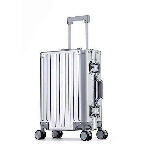 Opal Living 24 Inch Silver Aluminium Suitcase - 61 x 41 x 24cm Large Suitcase - Hard Suitcases on 4 Wheels - Suit Cases/Luggage Large Lightweight | Amazon (UK)