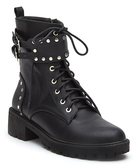 Coconuts by Matisse Women's Casual boots BLACK - Black Studded Sid Combat Boot - Women | Zulily