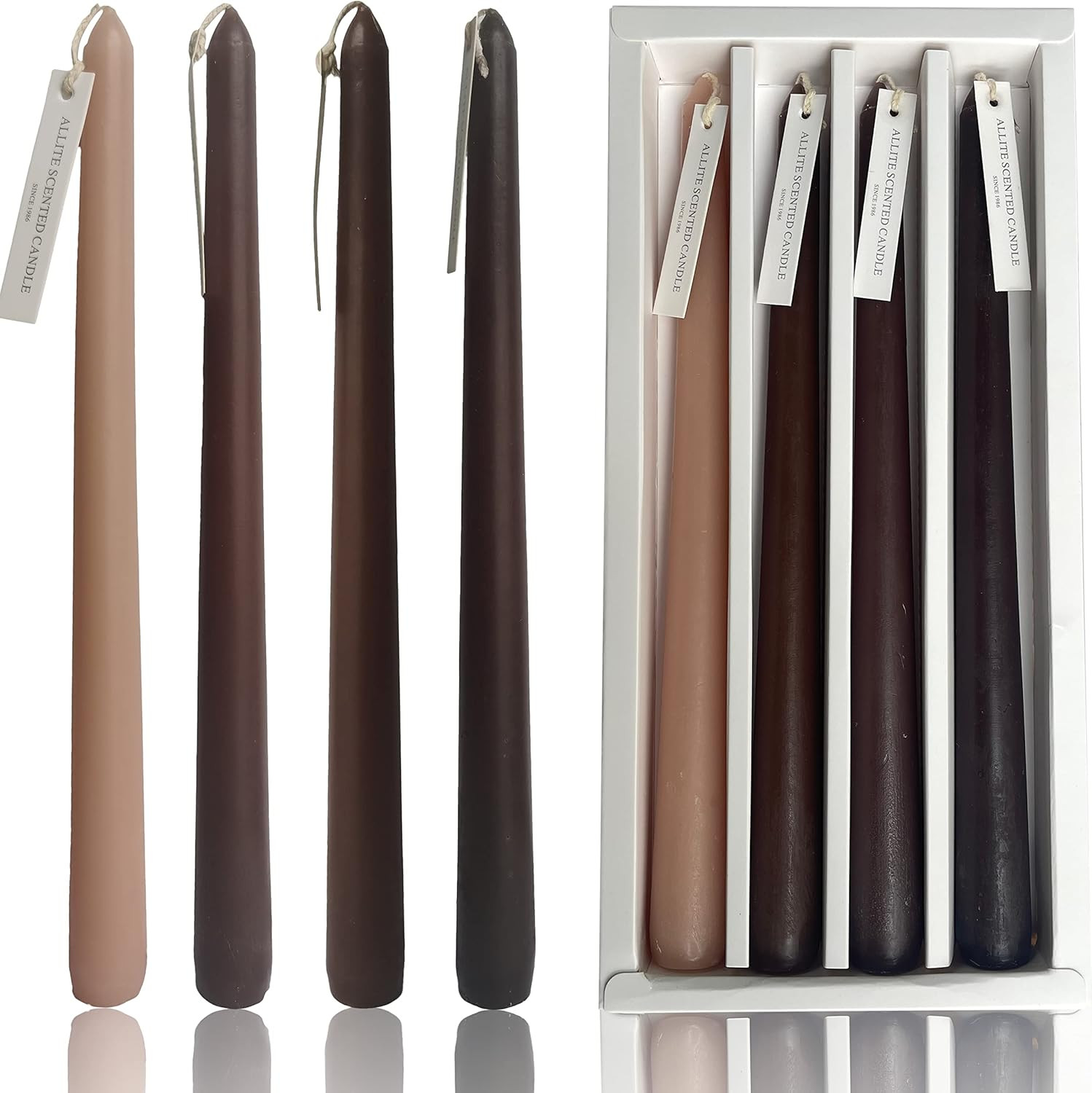 4 PCS Taper Candles 10" Colored Candle Sticks | Soy Wax, Chocolate Coffee Scented | Home Décor K... | Amazon (US)