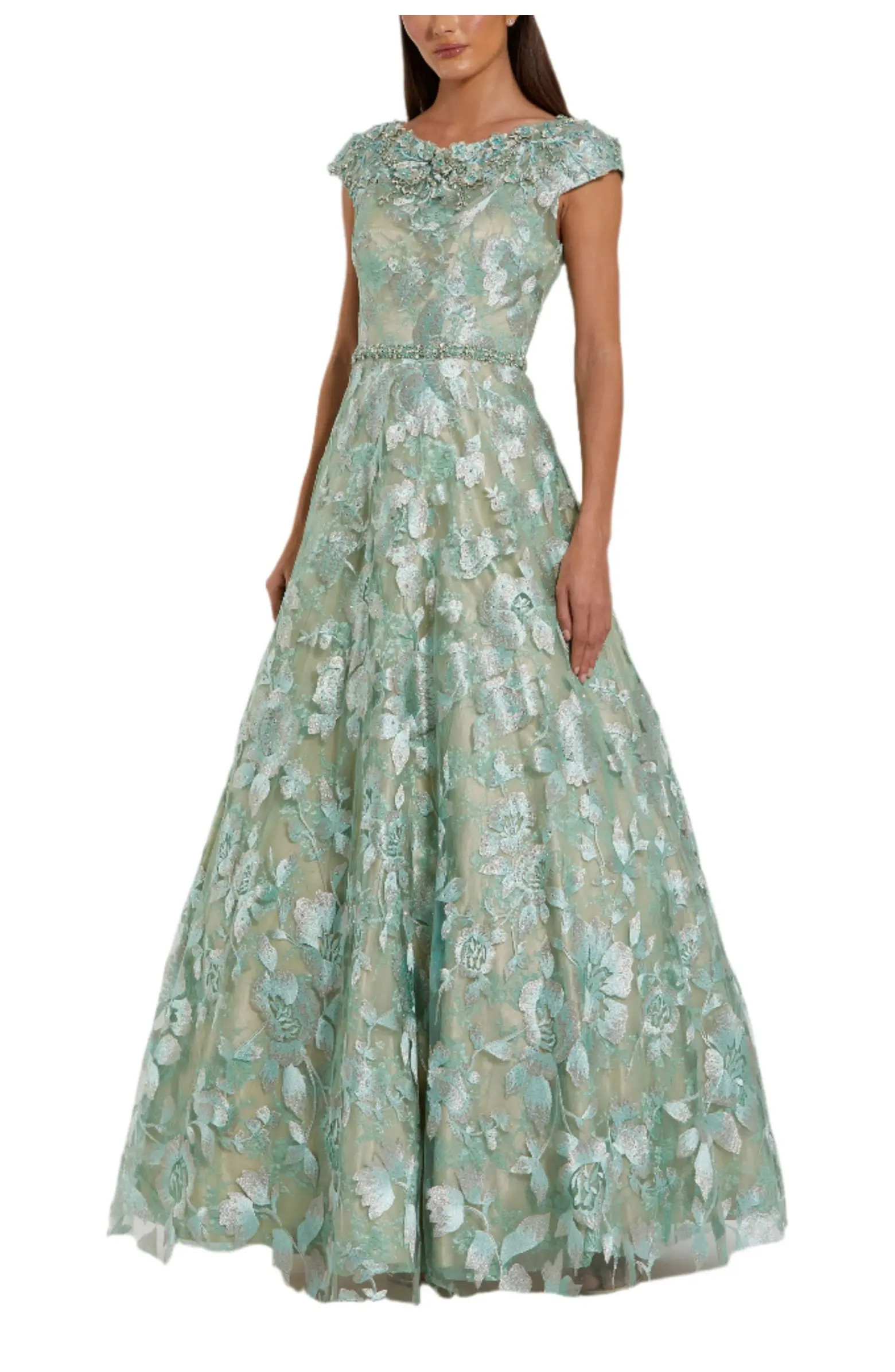 Embellished Cap Sleeve High Neck Ballgown | Nordstrom