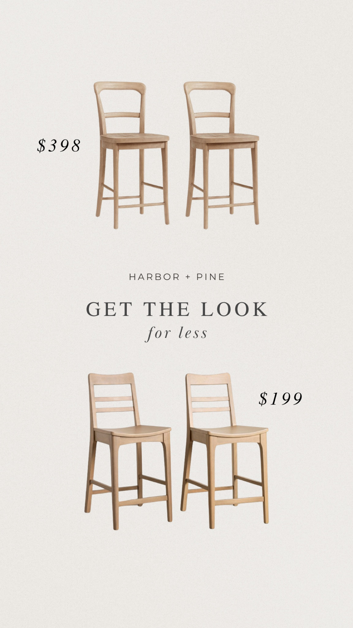 Get the look for less: Wooden counter stools 

#LTKstyletip #LTKfindsunder100 #LTKhome