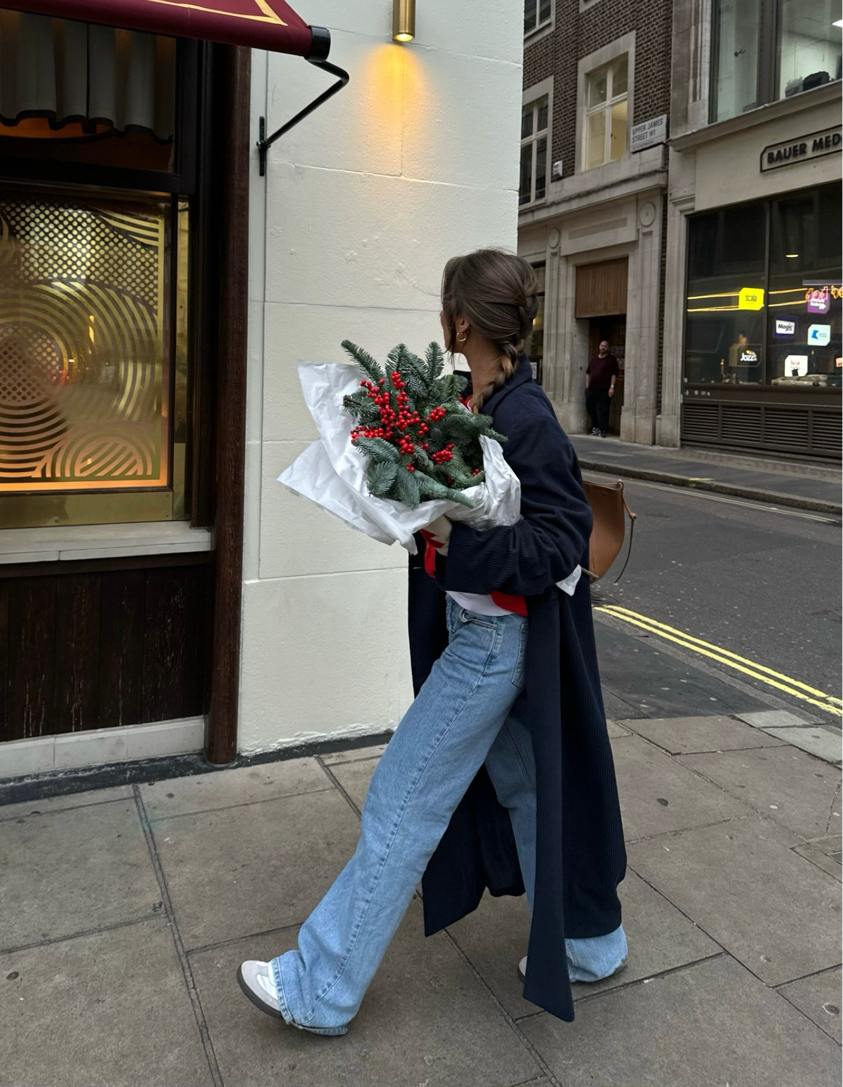 Na-kd, Asos, Sezane, Reformation, Adidas, Polene, Demellier, transitional outfit, transitional style, winter outfit, winter fashion, navy coat, wool coat, wide leg jeans, Adidas sambas, red cardigan, knit cardigan, shoulder bag, tote bag, winter outfit ideas, style inspiration 

#LTKstyletip #LTKeurope #LTKSeasonal