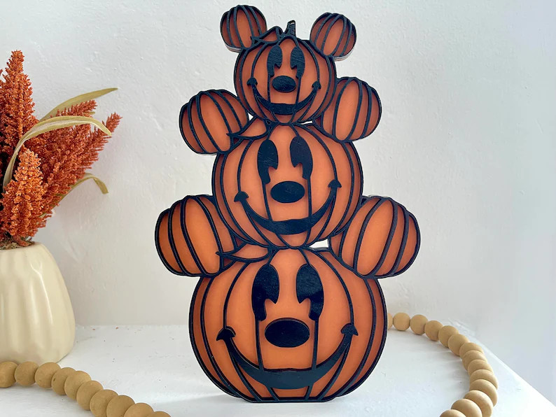Stacked Mickey Pumpkins Mickey Halloween Disney Halloween Decor - Etsy | Etsy (US)