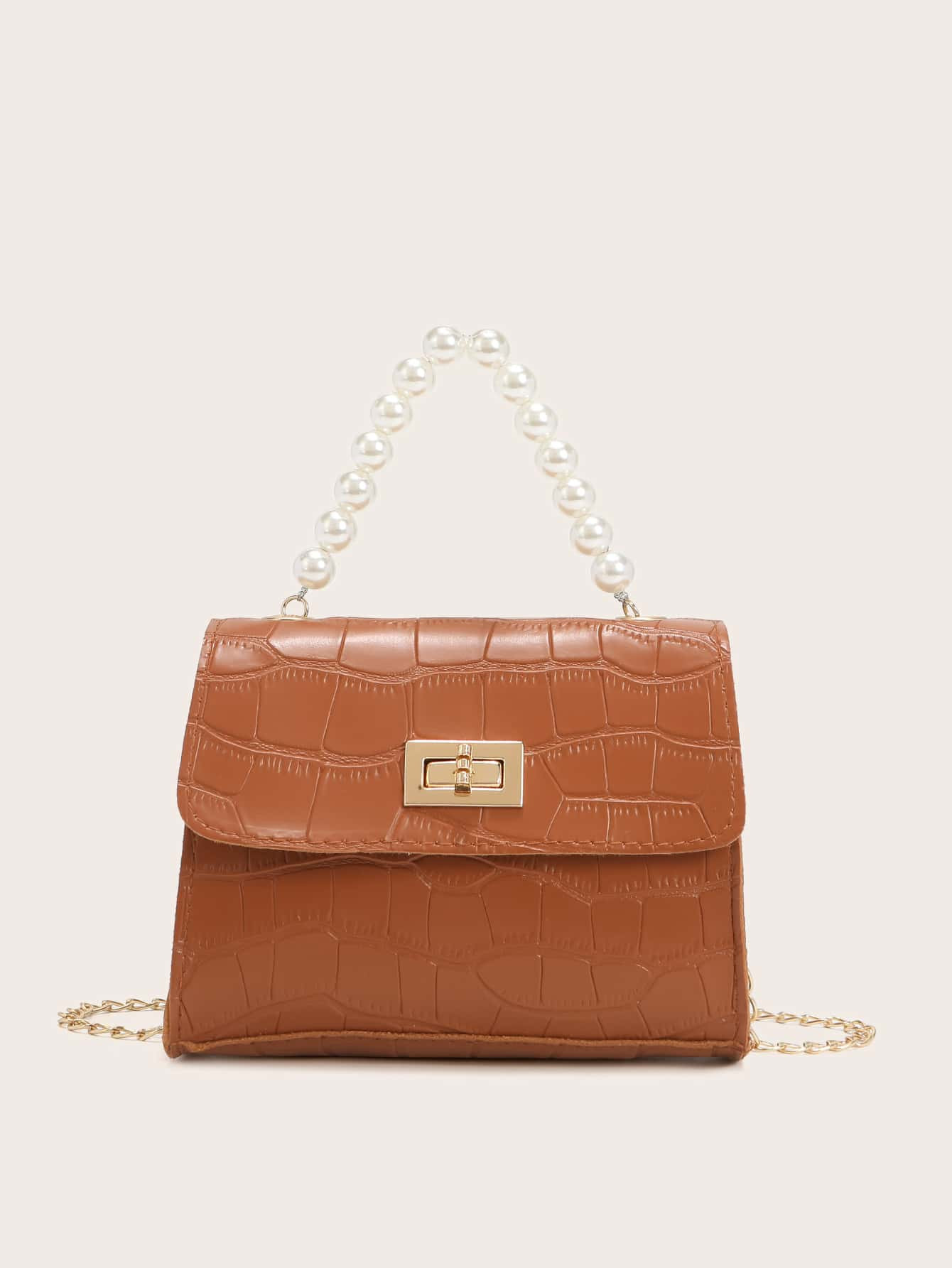 Faux Pearl Handle Quilted Satchel Bag | SHEIN