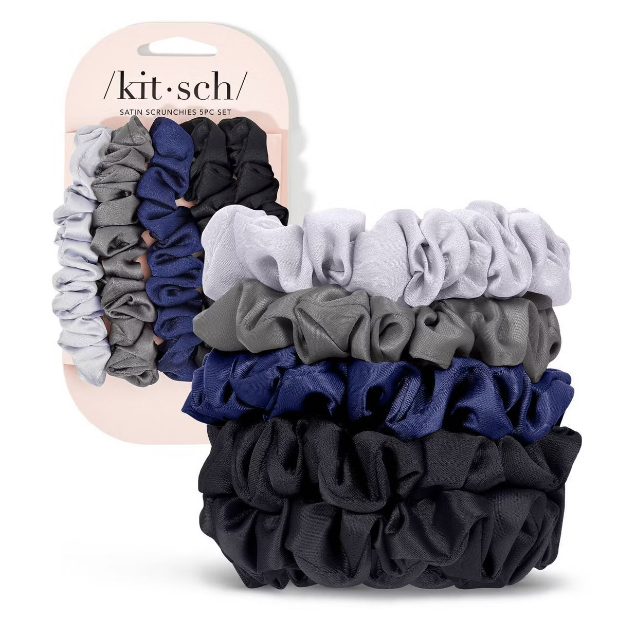 Kitsch Women's Satin Petite Scrunchies - Midnight - 5ct | Target
