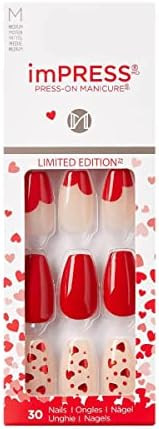 Kiss Impress Kiss imPRESS Always and Forever Press on Nails Valentine's Day, Chrome,Red, 33 Piece... | Amazon (US)