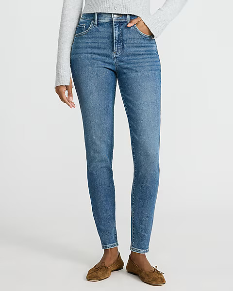 High Waisted Medium Wash Skinny Jeans | Express