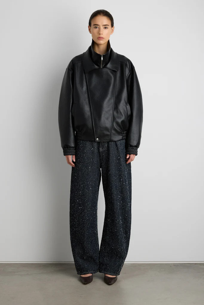 VEGAN LEATHER DOUBLE COLLAR BIKER JACKET | OAK + FORT