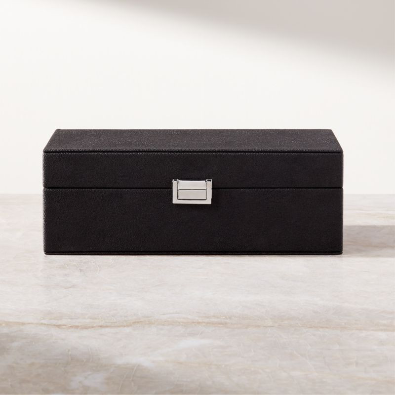 Bria Black Shagreen Jewelry Box Organizer + Reviews | CB2 | CB2