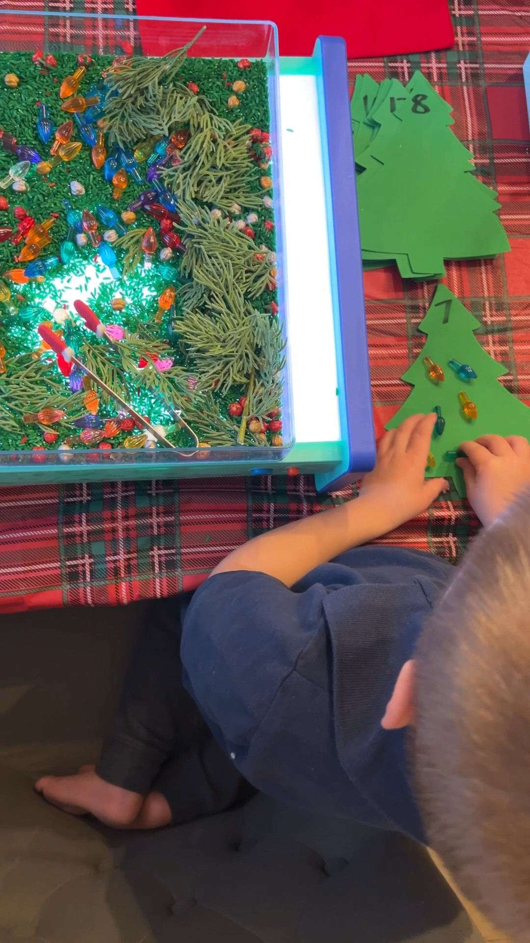 Christmas counting sensory bin, a fun and festive way to practice preschool math skills. The Battat light table made it even more interesting.

#LTKKids #LTKHoliday #LTKSeasonal