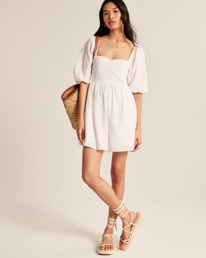 Women's Puff Sleeve Babydoll Romper | Women's Clearance | Abercrombie.com | Abercrombie & Fitch (US)